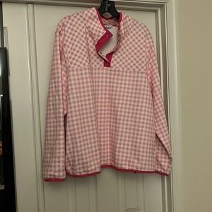 NWOT Draper James x Lands End Pink Gingham Pullover Size 2X